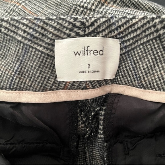 Aritzia Wilfred Dark Wool Houndstooth Plaid Tie Front Pants w/ Removable Belt - Picture 9 of 11